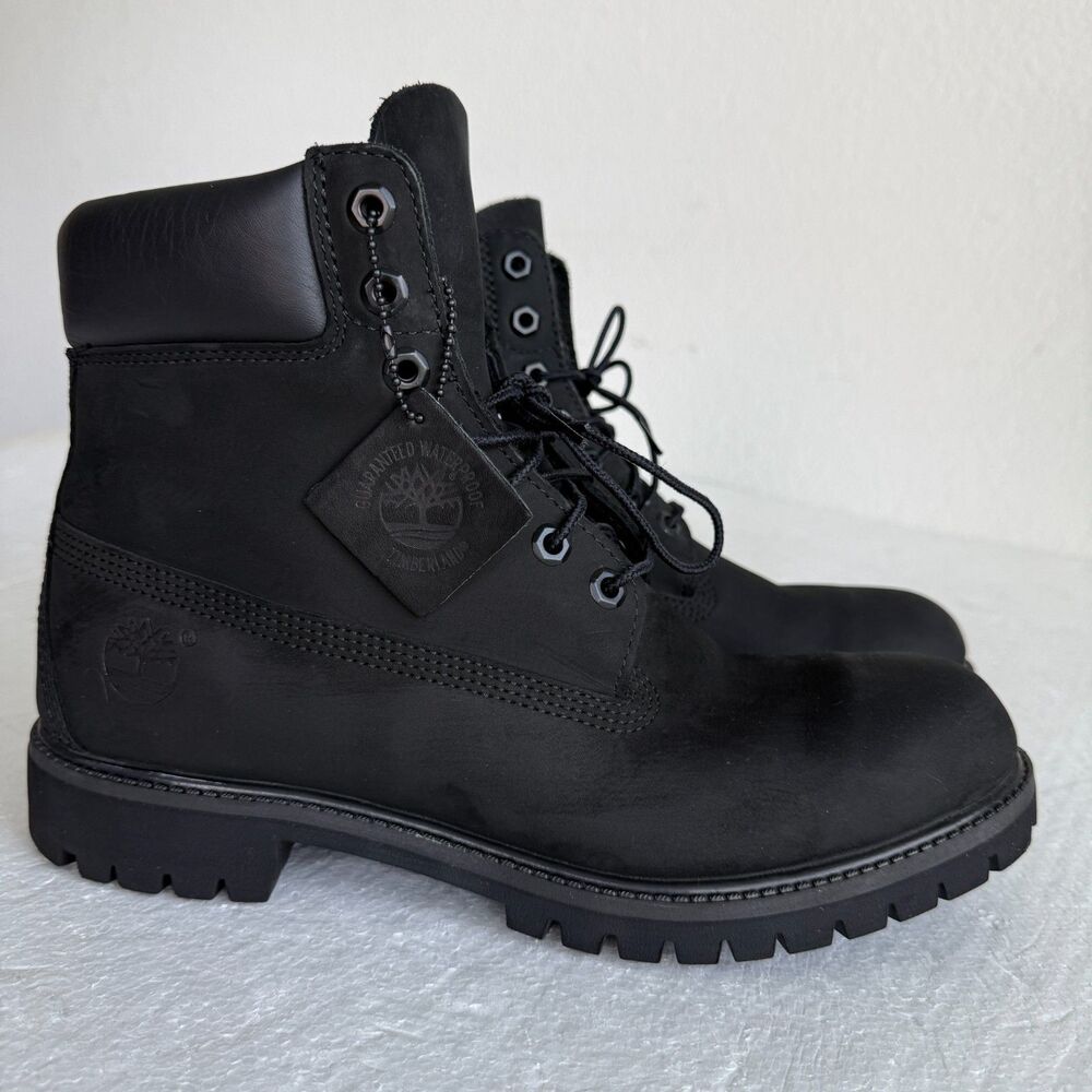 Timberland Boots Premium 6in Waterproof Boots, Black Nubuck TB-010073 Size 10.5M
